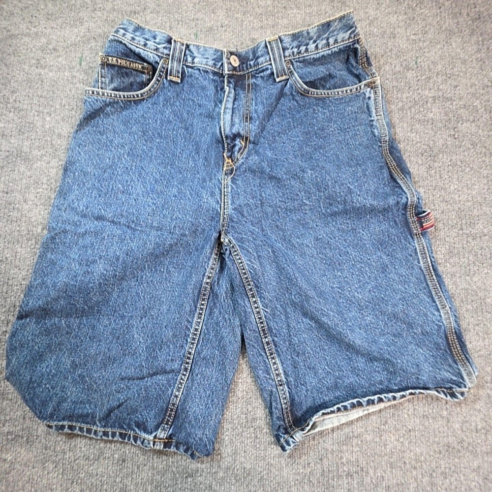 U.S. Polo Assn Cargo Shorts Mens 32 Blue Denim Relaxed Fit Utility Workwear